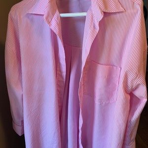 Zara | Pink + White Poplin Top